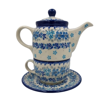 Czajniczek z filiżanką do herbaty - ceramika Bolesławiec