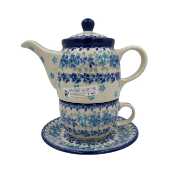 Czajniczek z filiżanką do herbaty - ceramika Bolesławiec